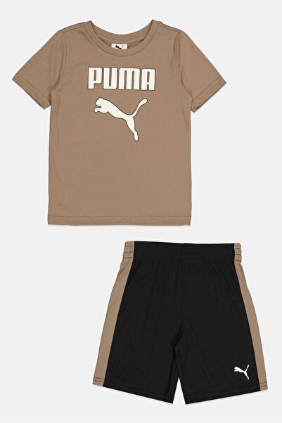Puma Kids Boy 2 Pieces Brand Logo Short Sleeve T-Shirt And Shorts Set, Multicolor