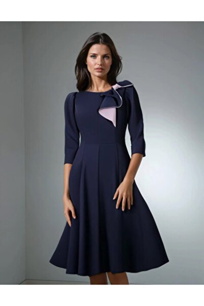 Vessmary Rochie de ocazie VSM1007G din voal albastru cu luciu perlat