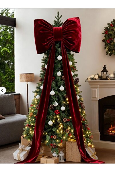 Flashmarket Decorative velvet bow, Ribbon Ornament for Christmas Tree, Indoor-outdoor decor