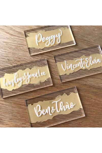 Generic 25 Pcs Clear Acrylic Place Cards - Blank Rectangle Wedding Name Cards