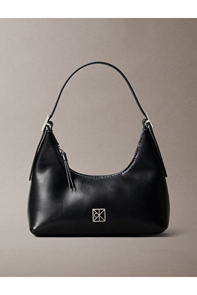 Calvin Klein Monogram Logo Emblem Leather Small Shoulder Bag