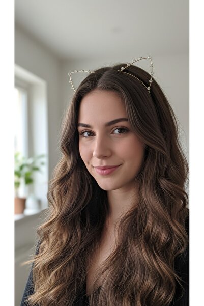 gigigiyim Taş Detaylı Kedi Kulaklı Taç