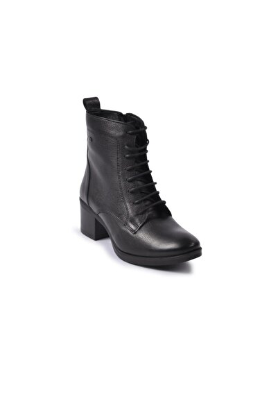Daloğlu Γυναικείες μαύρες μπότες από γνήσιο δέρμα