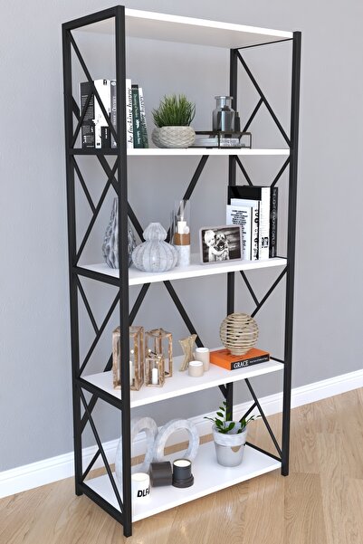 Remaks 5 Raflı Metal Kitaplık 160 Cm- Beyaz