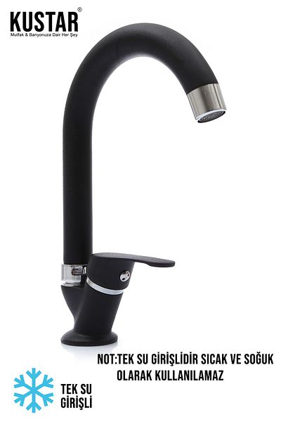 KUSTAR Single Water Inlet Matte Black Mix Basin Mixer On-Off Faucet