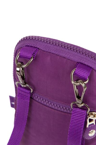 Newish Polo Cerff Leather Clup Crinkle Waterproof Shoulder Bag with Phone Compartment Purple (19x12)