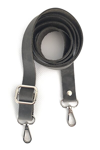 alfa tasarım atölyesi Hakiki Deri Çanta Sapı Gümüş (120 Cm) - Crazy Gri Rengi