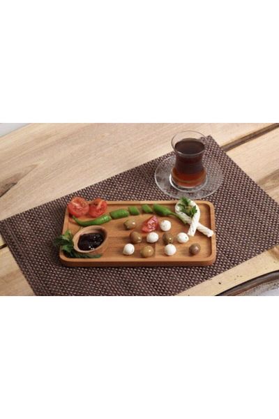 TRİWOOD Wooden Large Size Presentation Plate Serving Plate 37cm Length 18cm Width