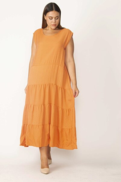 Şans Plus Size Dress - Orange - Smock dress