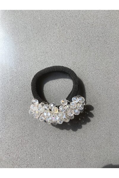 Pearly Handmade Cauciuc de păr cu cristal alb