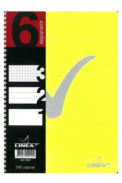 Linea 3+2+1 6 Seperatörlü(Bölümlü) A4 Pp Kapak 240 Yaprak Defter Sarı