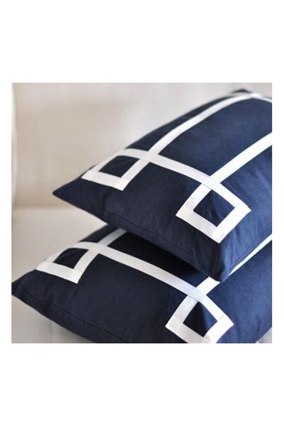 METİNEV Decorative Navy Blue White Pillow Case