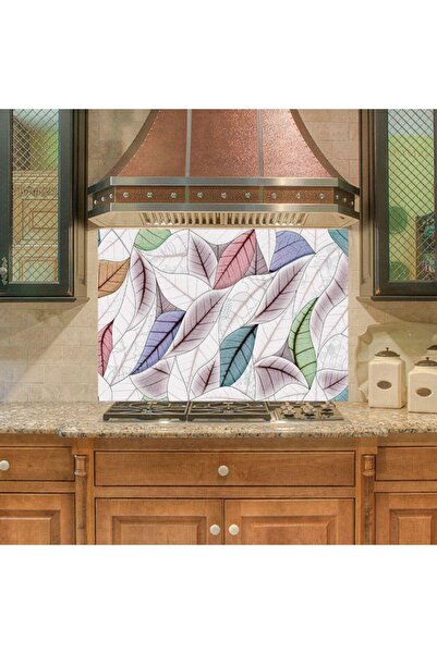 StickerArt Mutfak Duvar Tezgah Arası Ocak Arkası Sticker Kaplama Yapraklar