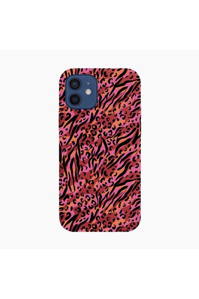 shoptocase Iphone 12 Lansman Renkli Zebra Desenli Telefon Kılıfı