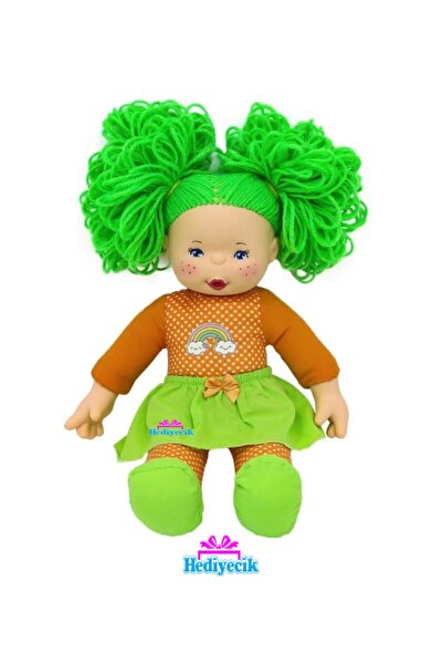 hediyecik 35 Cm Sevimli Yeşil Saçlı Oyuncak Efsane Lahana Bebek