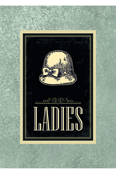 Minik Dükkan Ρετρό vintage γυναικεία ξύλινη αφίσα - Πινακίδα WC για κυρίες