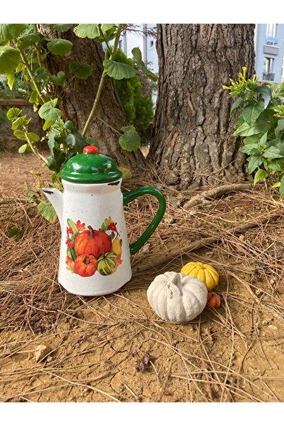 Handmadesign Kapaklı El Yapımı Seramik Sürahi Kabaklı - Balkabaklı Pumpkin Turuncu Yeşil