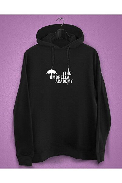 IvırZıvır Hanorac negru unisex cu imprimeu The Umbrella Academy
