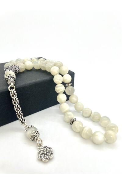 AgateStones Γνήσιο Ασημένιο Ροζάριο από Φεγγαρόπετρα