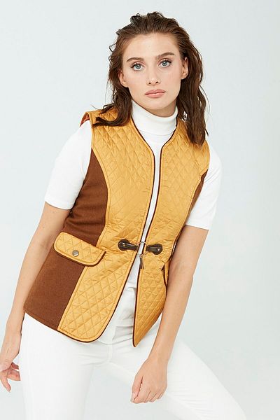 Mustard quilted cheap vest