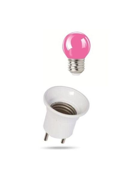 AldımGeldi Duy Fişli + 1w Led E-27 Duylu Pembe (pink) Renkli Gece Lambası Ampulü Pembe Işık Forlife