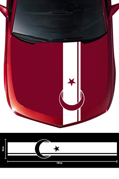 Dijitonline Sticker Ön Kaput Ay Yıldız Şerit Sticker - Oto Sticker 120x20cm