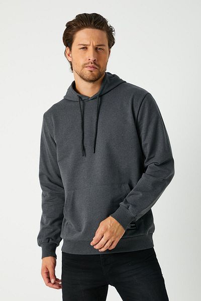 mmetalic Anthracite Men's Hooded Kangaroo Pocket Sweatshirt
