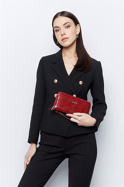 Aka Deri 430 Crocodile Genuine Leather Women's Wallet Red