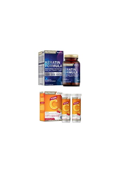 Nutraxin Saç Sağlığı İçin Keratin Formula 60t.Bağışıklık Güçlendirici C Vit. ...