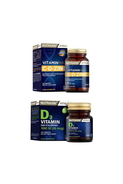 Nutraxin VitaminMax-VitaminC and D and Zinc Supplement 60 Tablets +VitaminD3 1000IU120 Tablets