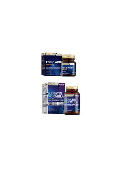 Nutraxin Folic Acid 100 Tablet + Biotin, Zinc and Vitamin B Containing Keratin Formula 60 Tablet