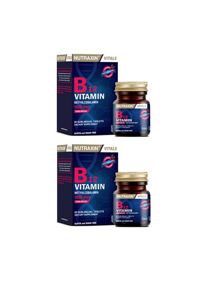 Nutraxin Vitamin B12 - 1000 Mcg 60 Sublingual Tablets, X2 Pieces