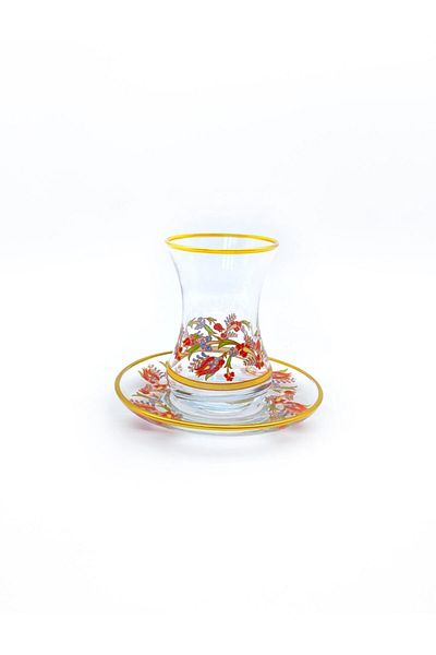 ÖzcamKristal 12 Piece Patterned Tea Set for 6 People