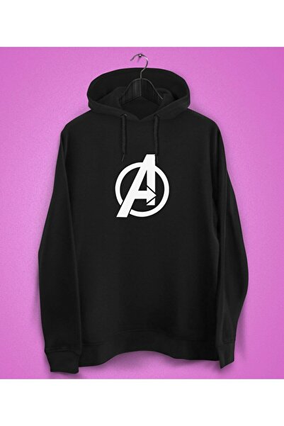 IvırZıvır Унисекс черна блуза с принт Avengers