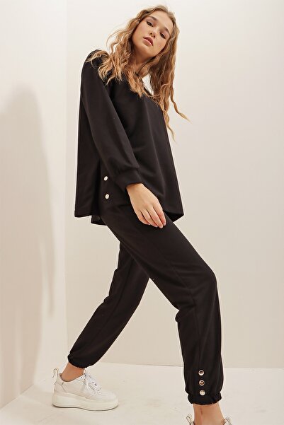 Trend Alaçatı Stili Sweatsuit - Black - Regular fit