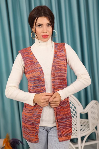 MAYSSTORE Mixed Color Red Knitwear Cardigan