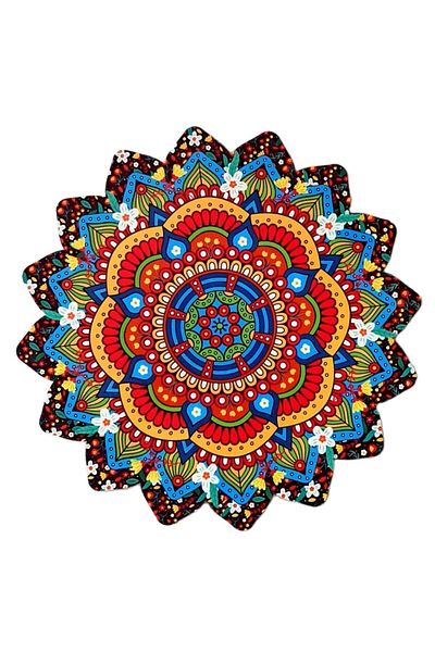 Mixperi Mandala Patterned Daisy Floral Wooden Trivet