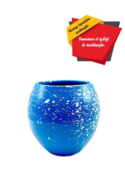 Hediye Bizden El Yapımı Renkli Mini Çömlek Saksı