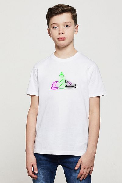 QIVI Tricou alb unisex pentru copii