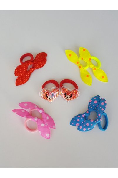 swan butik 10-Piece Bow Elastic Children's and Baby Buckle Colorful Transparent Heart Red Yellow Pink