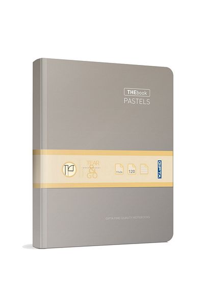 Gıpta The Book Pastel 17x24 120 Sheets 4 Compartments Hard Cover Hardcover Notebook (3310) Checked Pastel Gray