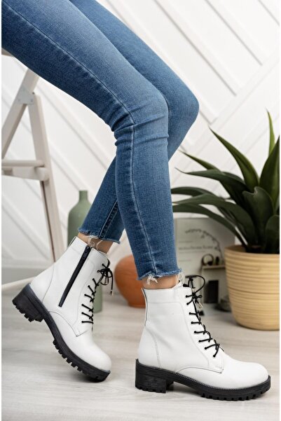 Tolgado Kadın Hakiki Deri Beyaz Postal Bot