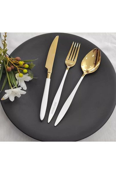 BRONDOFF Carmen 18 Pieces - White Gold Spoon Knife Set