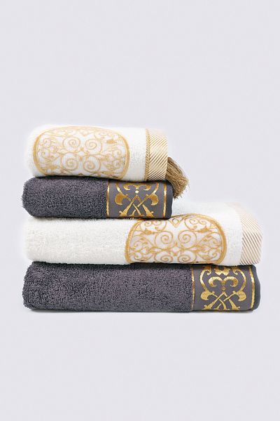 Ecocotton Σετ μπάνιου Arus - 100% οργανικό βαμβάκι, κρέμα/ανθρακί