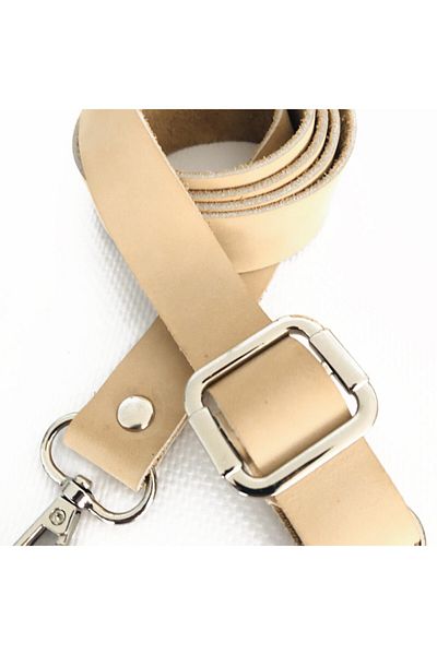 alfa tasarım atölyesi Genuine Leather Bag Handle Silver 120 cm Bone Color