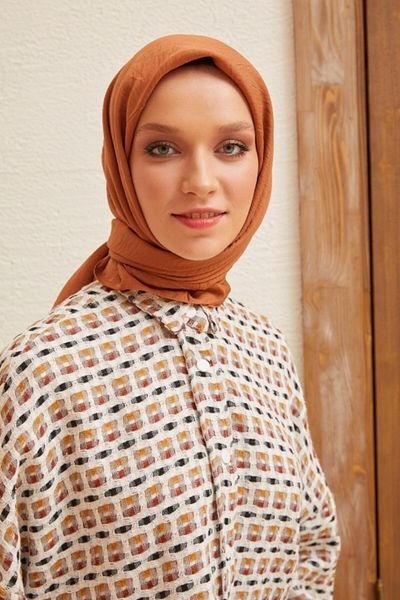 Şalland Plain Silk Viscose Scarf Series Powder Tile
