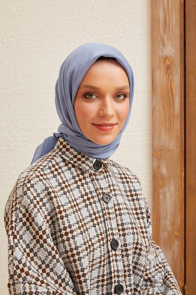 Şalland Plain Silk Viscose Scarf Series Ice Blue