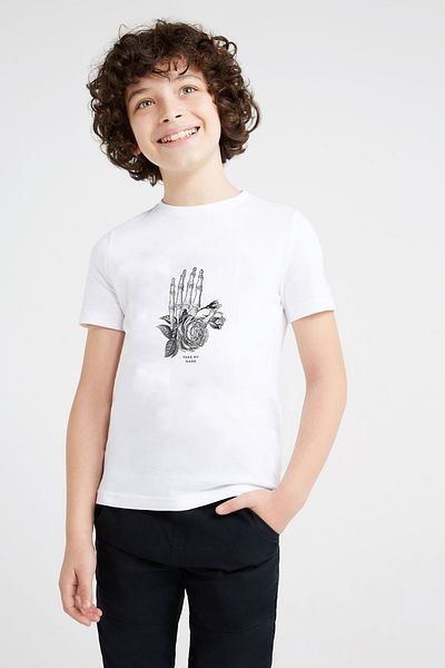 QIVI Tricou alb pentru copii unisex