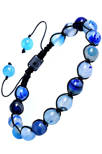 Tesbih Atölyesi Macrame Natural Blue Agate Bracelet