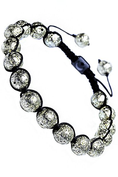 Tesbih Atölyesi Certified Silver Colored Natural Lava Stone Bracelet